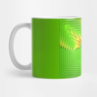 concentric square green and yellow Mug